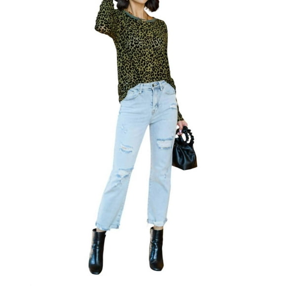 Kori Contrasting Round Animal Print Top