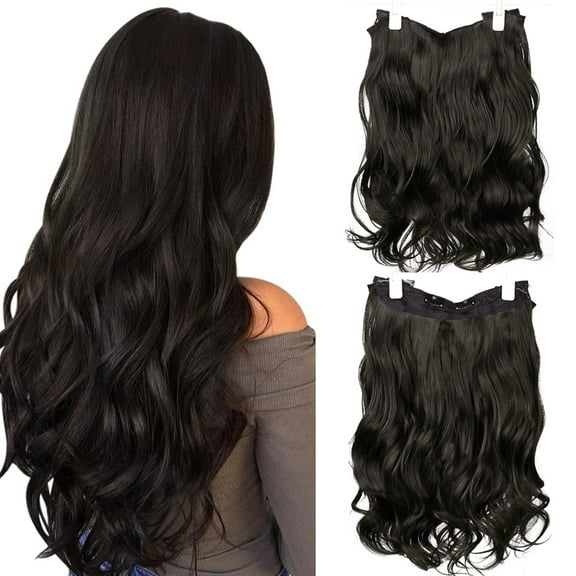 Kori Koli Transparent Invisible Wire Adjustable Fish Line Clip in Hair Extensions 16inches 150g Natural Hidden Secret False Curly Synthetic Clip in Hairpieces Wavy Hair Extension（Gradient）