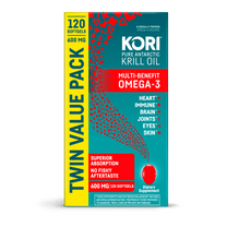 Kori Krill Superior Absorption, Omega-3 Supplement for Overall Health, 120 Count, Twin Pack