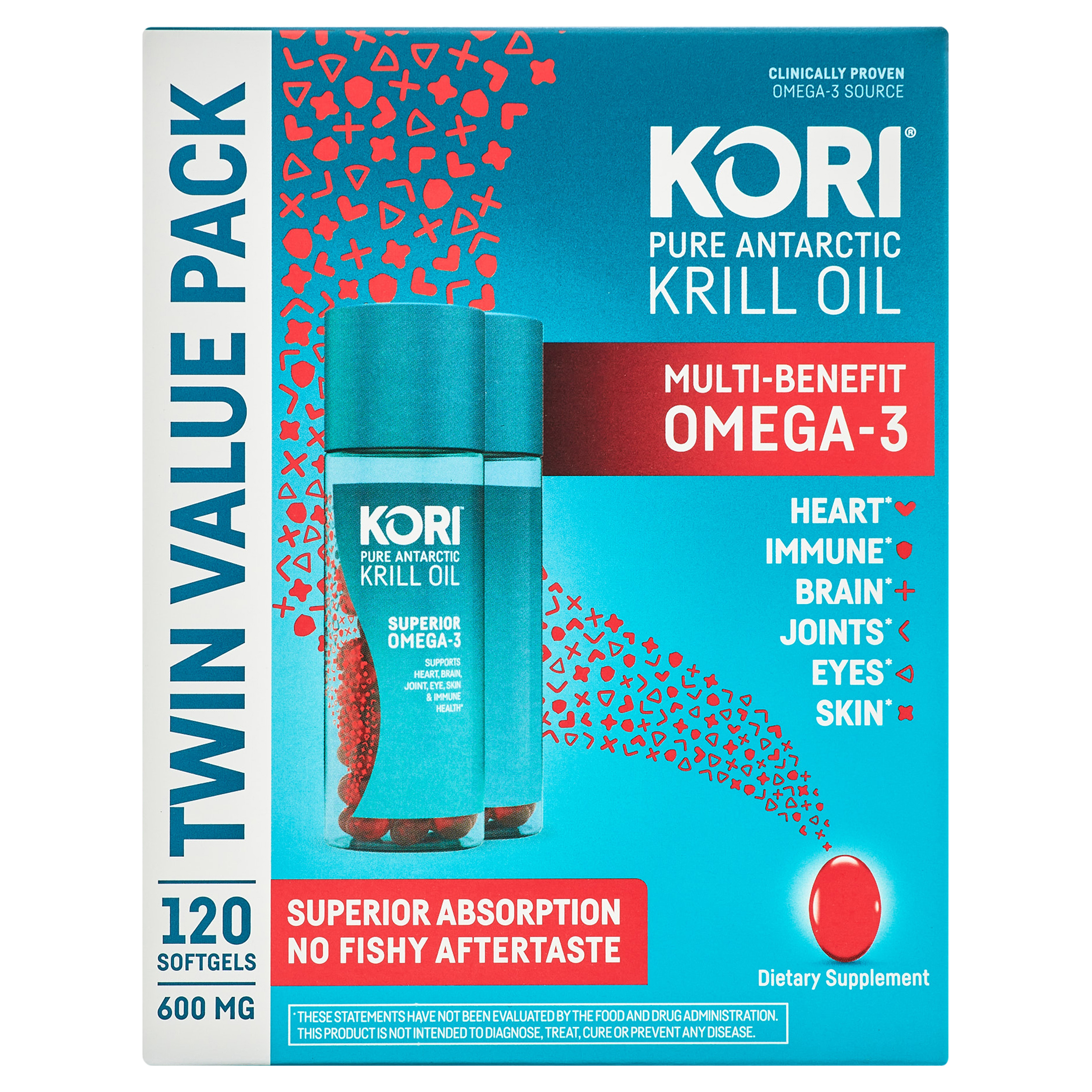 Kori Krill Superior Absorption, Omega-3 Supplement for Overall Health, 120 Count, Twin Pack - image 1 of 7