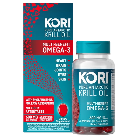 Kori Krill Superior Absorption, Omega-3 Supplement for Overall Health, Softgels, 60 Count