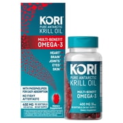 Kori Krill Superior Absorption Vs Fish Oil, Omega-3 Supplement for Heart, Brain, Joint, Eye, Skin & Immune Health, Softgels, 90 Count