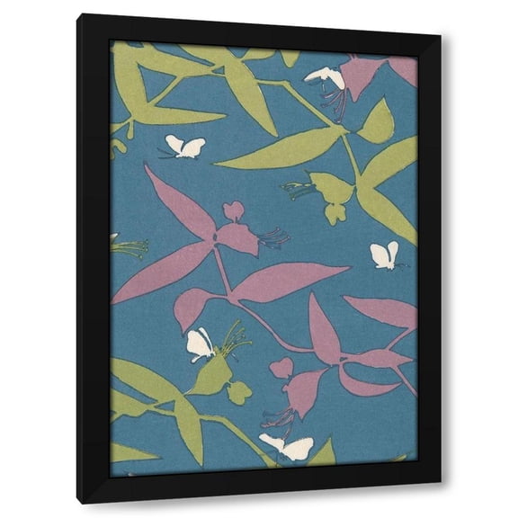 Korin Furuya 11x14 Black Modern Wood Framed Wall Art Titled - Japanese Floral Design III