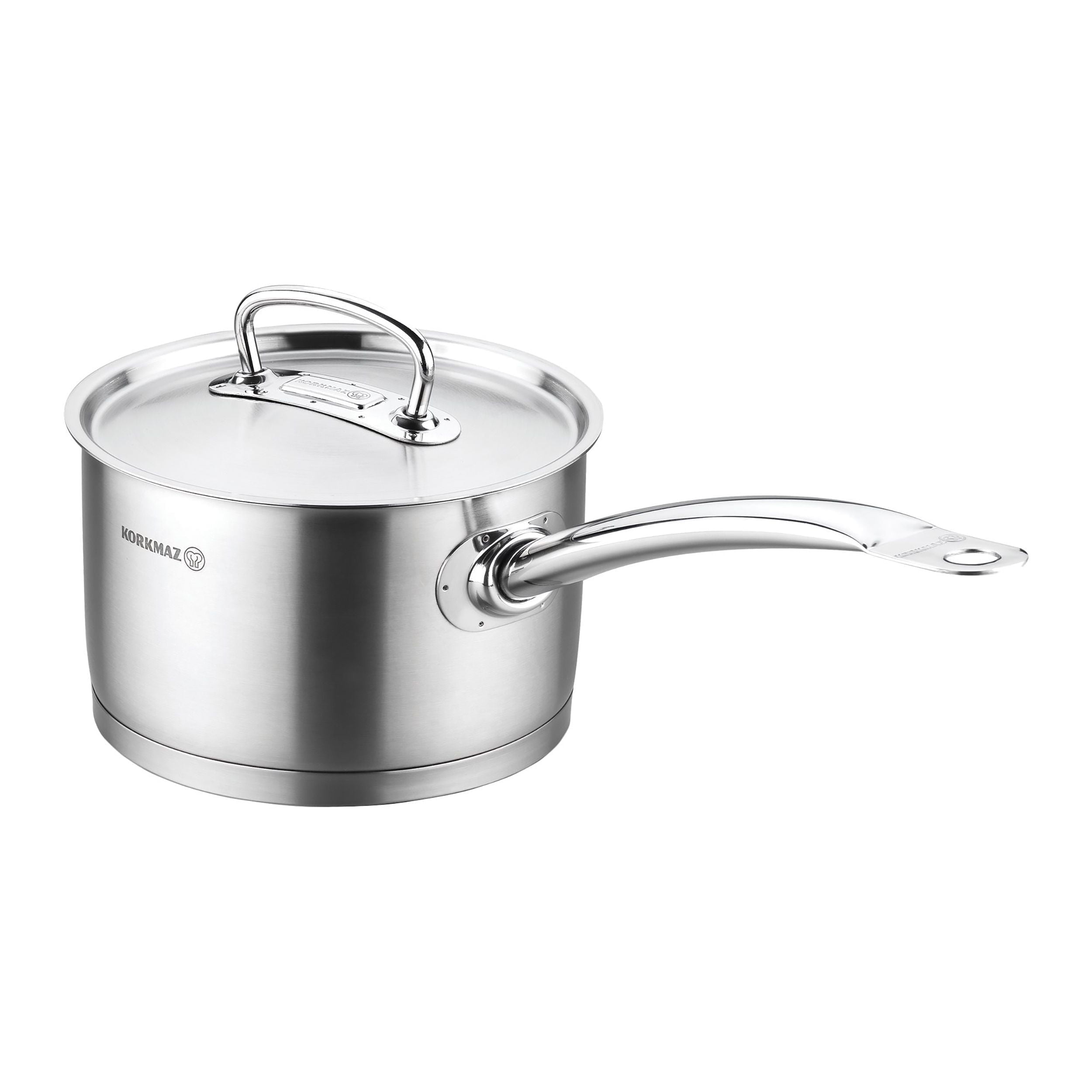 Korkmaz 4-Quart Stainless Steel Stockpot with Lid and Handles, Silver