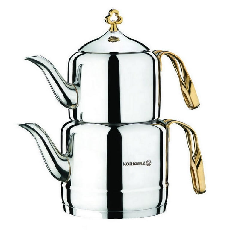 Korkmaz A212 Cintemani Turkish Teapot Set for Stovetop, 18/10