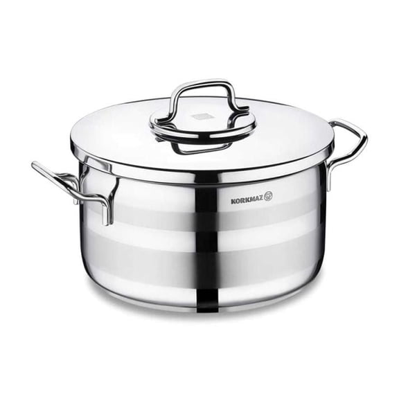 Korkmaz Astra2 Stainless Steel Pot, High-Performance Multi-Purpose Cookware with Lid, 2.75 Quart