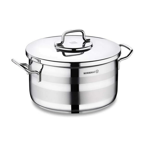 Korkmaz Astra2 Stainless Steel Pot, High-Performance Multi-Purpose Cookware with Lid, 7.5 Quart