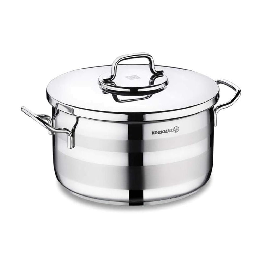 Korkmaz Astra2 Stainless Steel Pot, HighPerformance MultiPurpose Cookware with Lid, 7.5 Quart