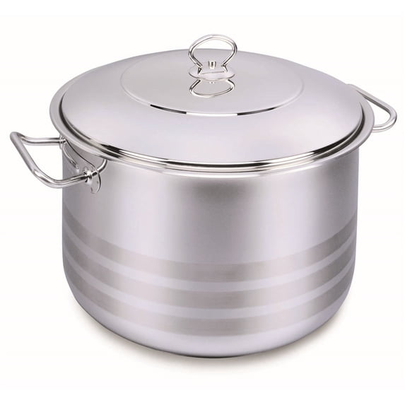 Korkmaz Classic 18/10 Stainless Steel Stockpot Covered Cookware Induction Compatible Oven Safe 47 Quart