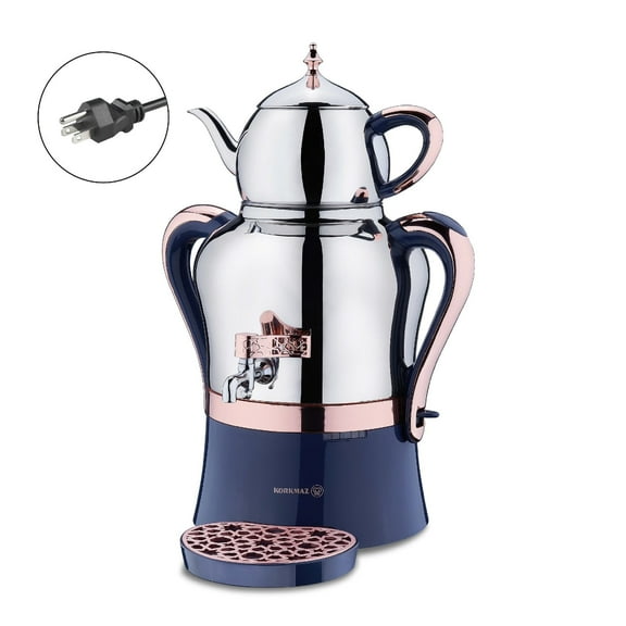 Korkmaz Hanedan A843-04 Stainless Steel Samovar, Inox, Rosegold 110 V US Plug