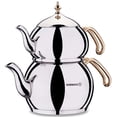 thumbnail image 1 of Korkmaz Hanedan Gold Turkish Teapot Set for Stovetop, 18/10 Stainless-steel Double Tea Maker with Ergonomic Gold Handles, 3.3 qt, 1 of 6