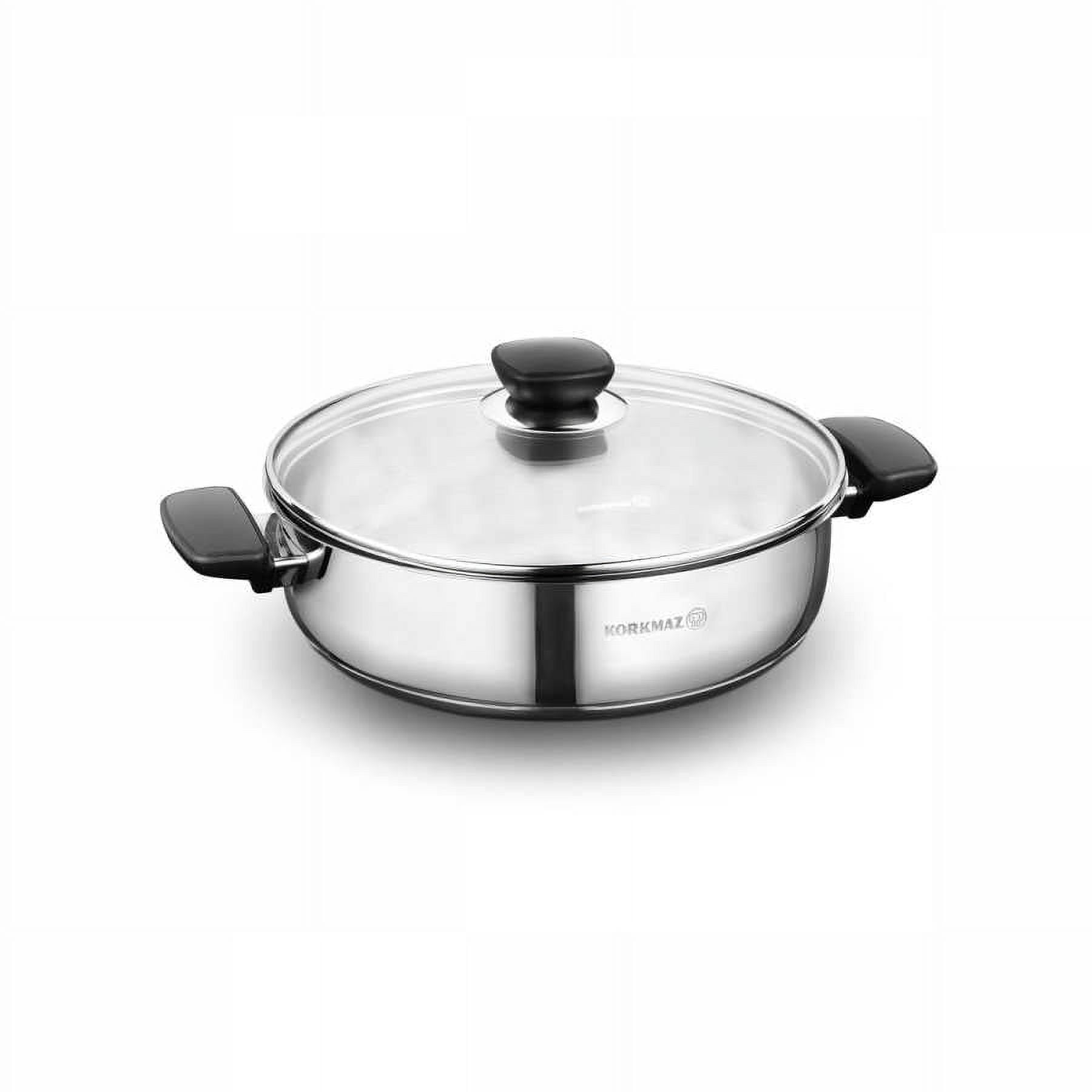 Korkmaz Kappa Stainless Steel Cooking Pots with Glass Lids, Steel