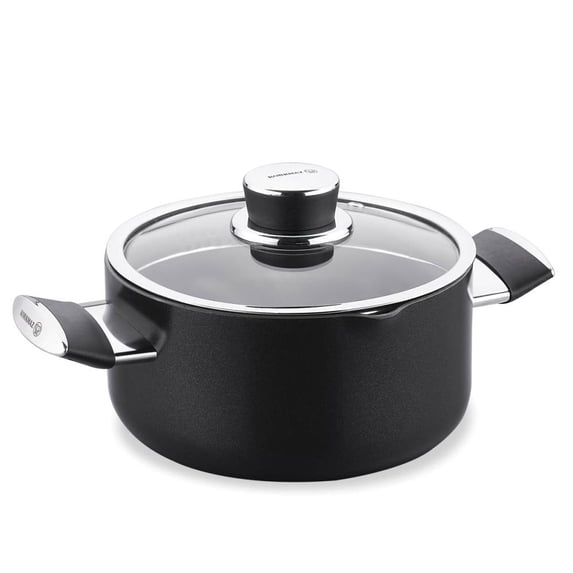 Korkmaz Lena Ceramic Low Dutch Oven with Glass Lid, High-Performance Cookware, 6.75 Quart