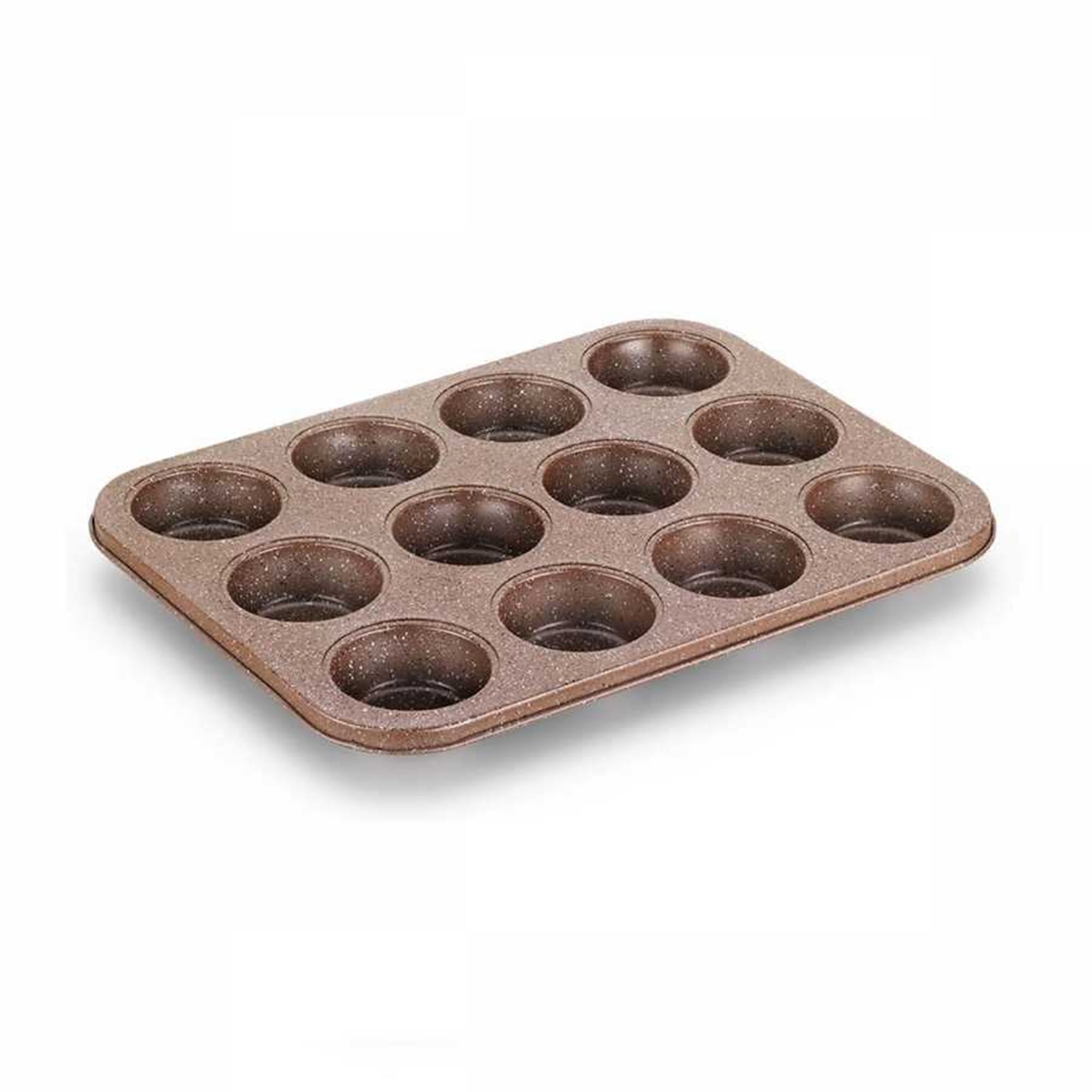 Korkmaz Muffy Non-Stick Muffin Pan & Cupcake Pan | Granite Muffin Tin with 12 Cups | Baking Tray Perfect Bakeware for Baking Muffins and Cakes | Dishwasher Safe, Oven Safe, Freezer Safe, Brown