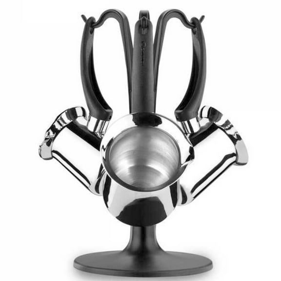 Korkmaz Orbit Coffee Pot Set, 4-Pcs Stainless Steel Turkish Arabic Greek Stove Top Coffee Maker Set with Hanger Rack Display Stand, Butter Warmer, Sauce Pot, Cezve for 2, 3, and 4 Turkish Coffee Cups