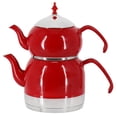 thumbnail image 1 of Korkmaz Rena 1.1 Liter Tea Pot and 2.4 Liter Kettle Set in Red, 1 of 6