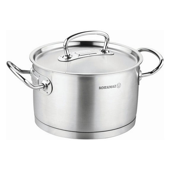 Korkmaz Stainless Steel 4 Quart Stockpot with Lid, Silver