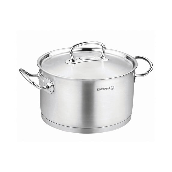 Korkmaz Stainless Steel 6.5 Quart Stockpot with Lid, Silver