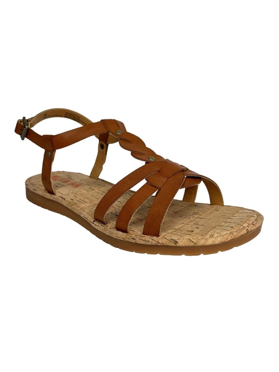 Sawyer Womens Flat Braided Sandals Size 7 Brown-Tan Strappy Slingback