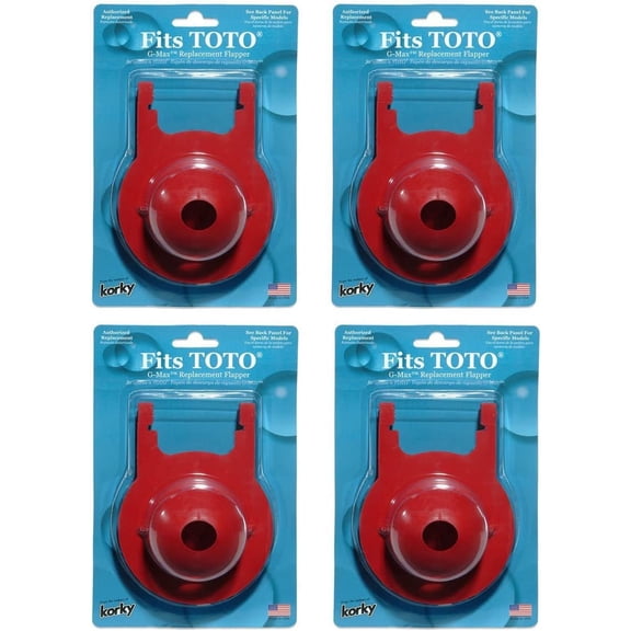 Korky G-Max Flapper For TOTO Toilet Repairs - 3-Inch Rubber Flapper With Floaters - 4 Pack