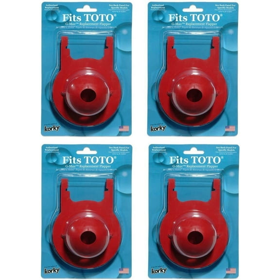 Korky G-Max Flapper For TOTO Toilet Repairs - 3-Inch Rubber Flapper With Floaters - 4 Pack