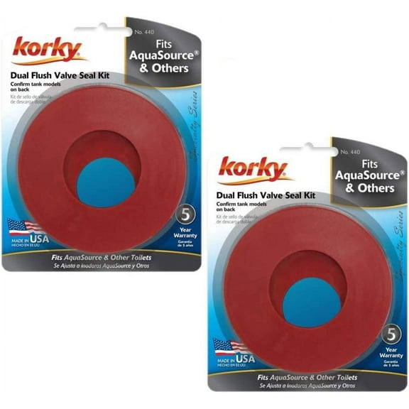 Korky 440BP Dual Flush Seal Kit - Replaces AquaSource, American Standard, Glacier Bay and Mansfield Seals - Made in USA pack of 2 2