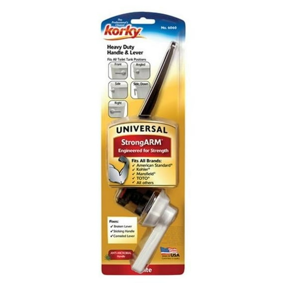 Korky StrongARM Series 6062BP Handle and Lever, Universal Mounting, 8 in L Flush Arm, Plastic