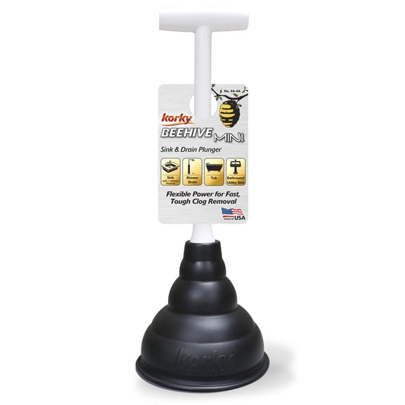 Korky BEEHIVE Mini Sink & Drain Plunger - Works for Bathrooms, Kitchens, Sinks, Baths and Showers - Strong Suction Power for Easy Clog Removal