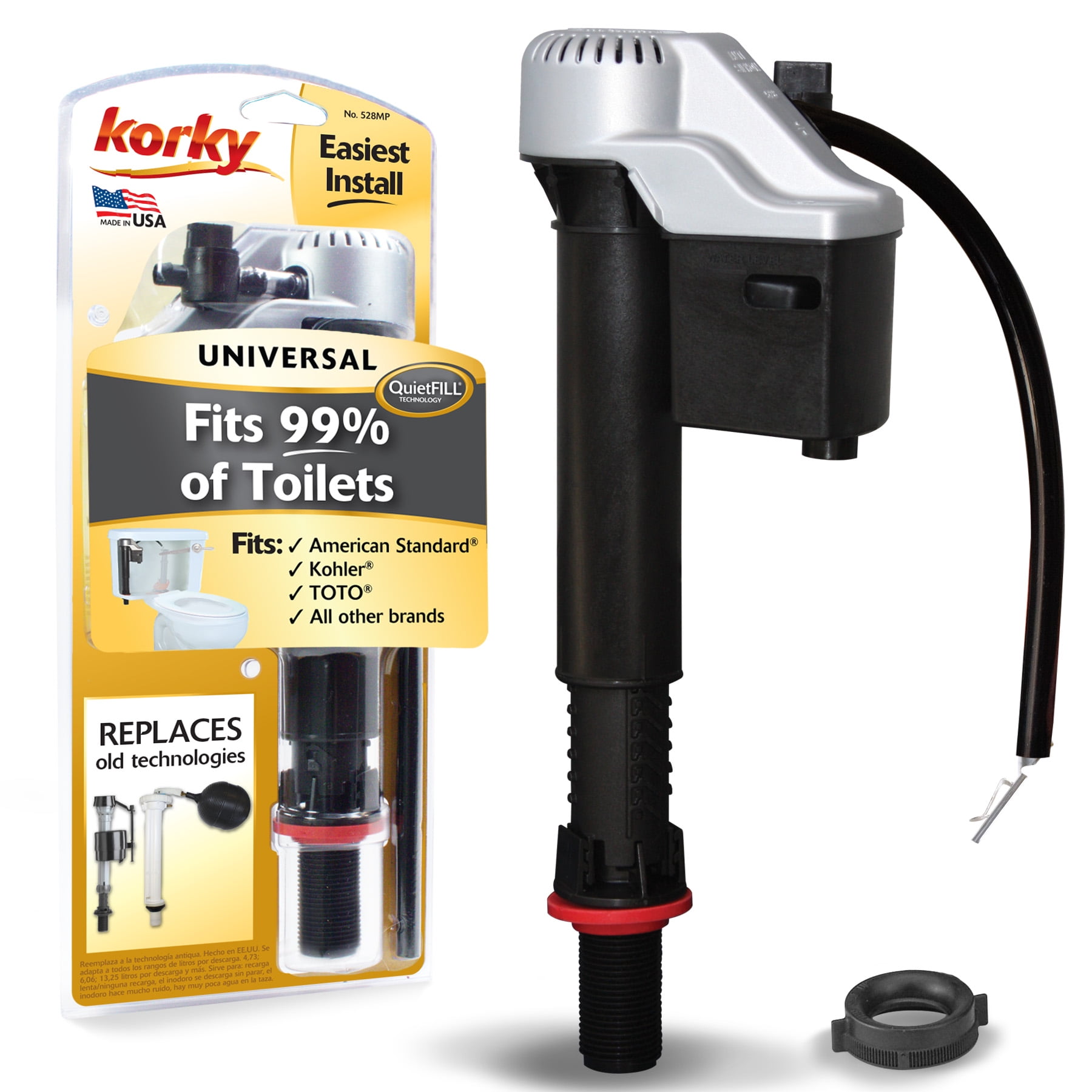 Korky QuietFILL Platinum Universal Toilet Fill Valve Multicolored For Universal