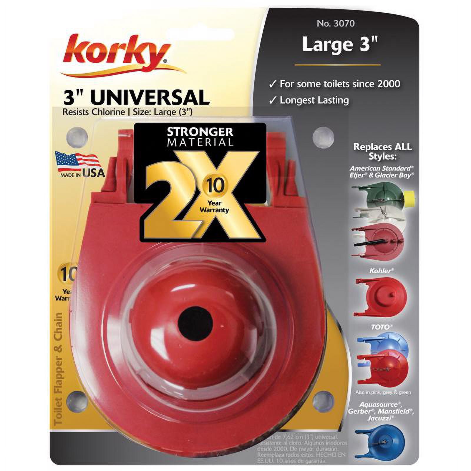 Korky Large Red Rubber Universal Toilet Flapper