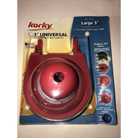 Korky Universal Toilet Flapper Replaces Most Large 3-Inch Flappers 3060Bp