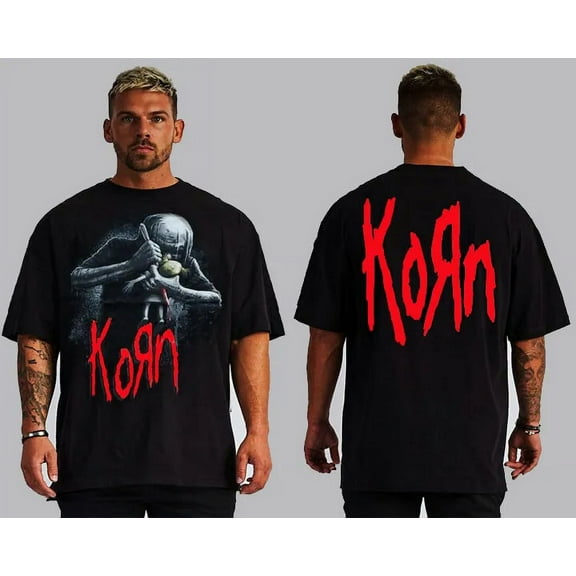 Korn Doll Front And Back Print Hard Rock Black T Shirts