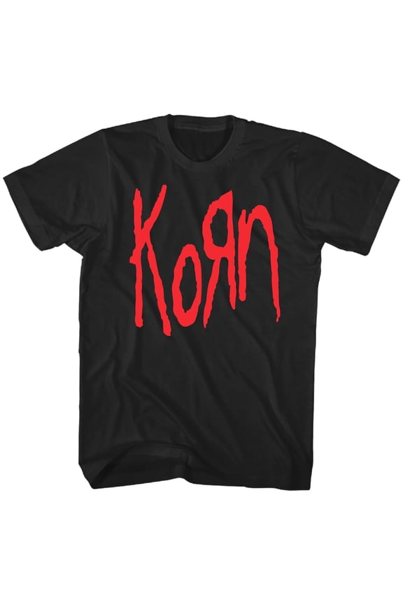 Korn Men's Red Logo T-Shirt Black Small | Officially Licensed Merchandise