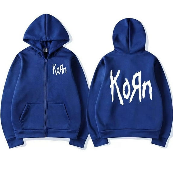 Korn Rock Band Letter Logo Zipper Hoodie Men‘s Metal Gothic Vintage  Zip  Hoodies Streetwear Punk Sweatshirts Jackets