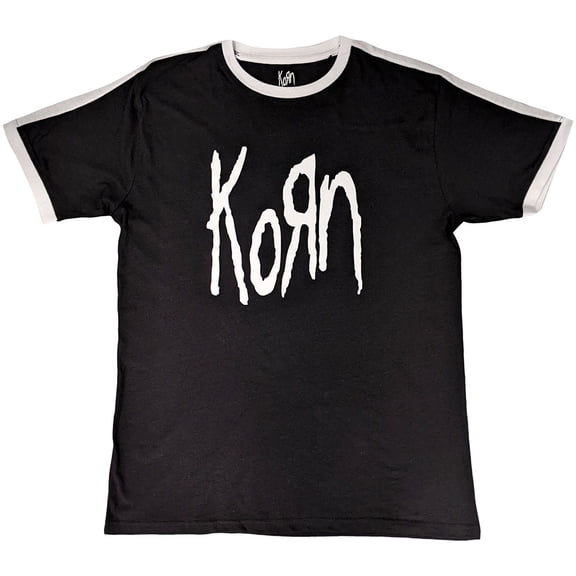 Korn Unisex Ringer T-Shirt Logo (Black) (Large)