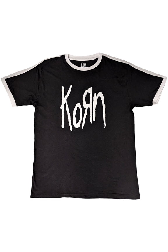 Korn Unisex Ringer T-Shirt Logo (Black) (Medium)