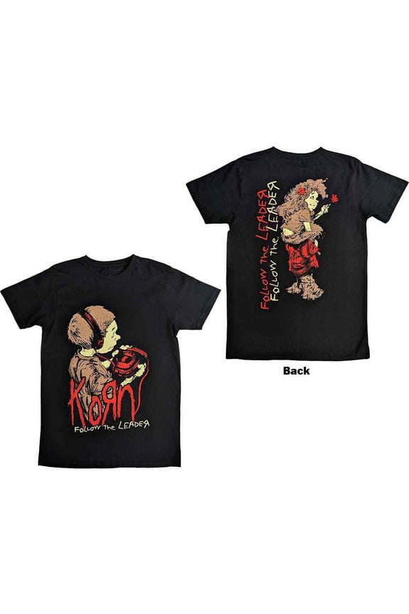 Korn Unisex T-Shirt: Follow The Leader (Back Print) (Large)