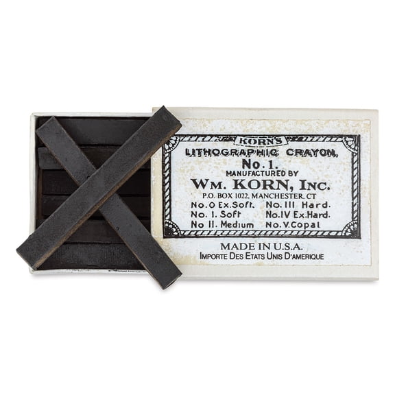 Korn's Lithographic Crayons - Box of 12, #1 Soft