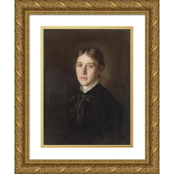Kornel Bohúň 12x14 Gold Ornate Wood Frame and Double Matted Museum Art Print Titled - Portrait of Mrs. Boorova Kornel Bohun (1884)