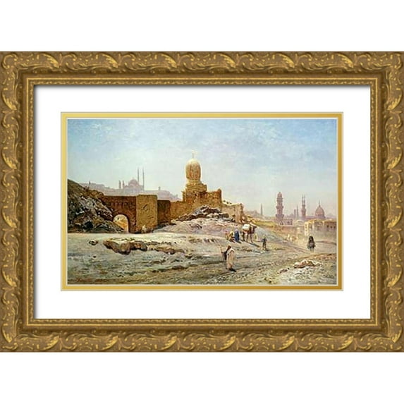 Korner, Ernst 32x21 Gold Ornate Wood Framed with Double Matting Museum Art Print Titled - A View of Cairo