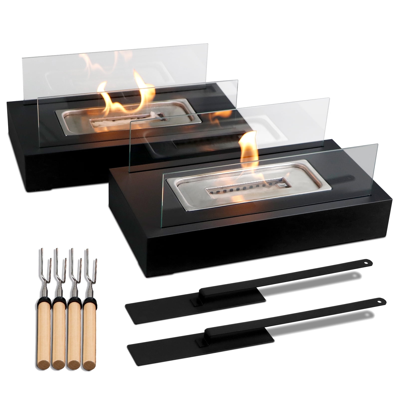 Walmart Black Friday Deals 2025 Korniful 2 Pack Rectangle Tabletop Fire Pit Metal Fireplace,Birthday Parties & Housewarming Gifts, Fun for Friday Nights - White