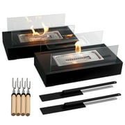 Korniful 2 Pack Rectangle Tabletop Fire Pit Metal Fireplace,Birthday Parties & Christmas Gifts, Fun for Friday Nights - White