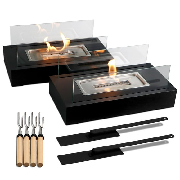 Korniful 2 Pack Rectangle Tabletop Fire Pit Metal Fireplace,Birthday Parties & Christmas Gifts, Fun for Friday Nights - White