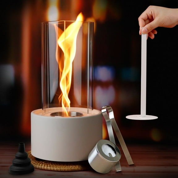Korniful Mini Tornado Flame Round Metal Tabletop Fire Pit,Birthday Parties & Christmas Gifts, Fun for Friday Nights - White