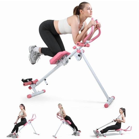 Korogimeeet 4-in-1 Foldable Rowing Machine, Ab Glider Leg Press Rower, 120kg Weight Capacity, 3D Comfort Seat, Anti-Slip Pads, Quiet Slide, 53 x 14 x 13 Inch