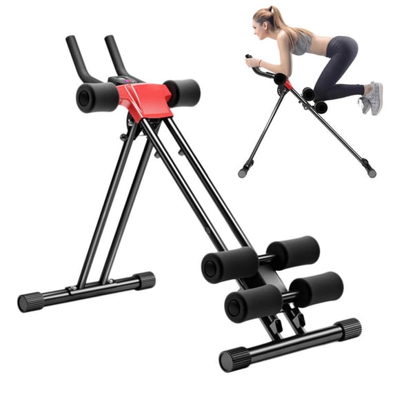 Korogimeeet Abdominal Training Machine 5 Incline Positions, Ab Roller with Dual-Track Frame and LCD Display, Full Body Workout Equipment, 150kg Max Load, Foldable for Storage, 36-54 x 16 x 33 Inch