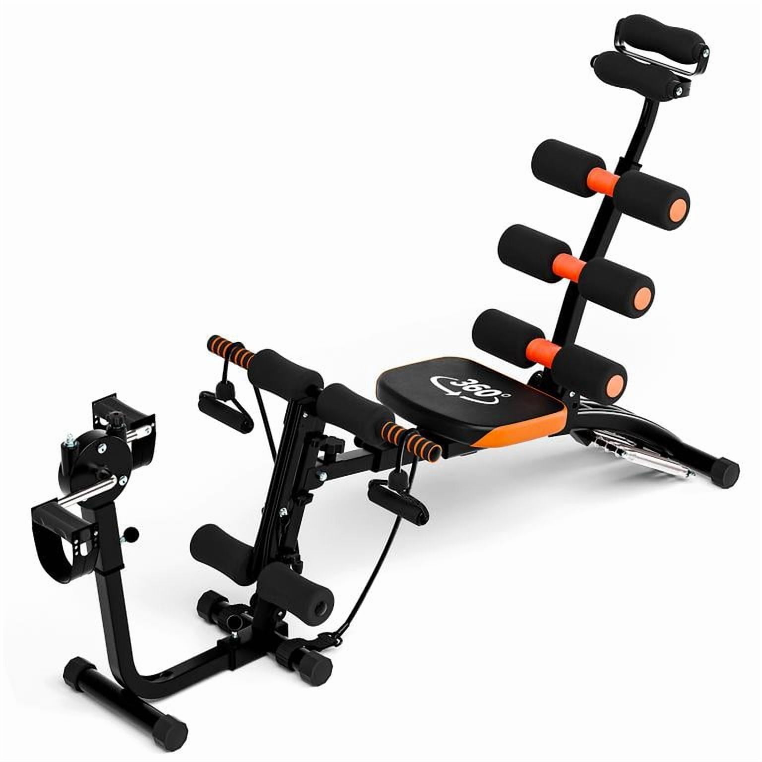 Korogimeeet Adjustable Ab Workout Bench, All-in-One Strength Training Bench with Resistance Bands & Foot Pedals, For Upper Lower Body Core Exercises, Home Gym Equipment, Foldable, 41 x 12 x 34 Inch