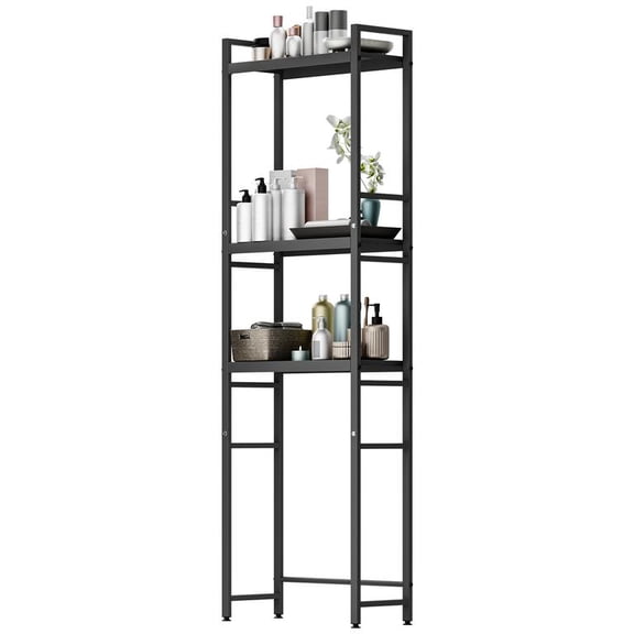 Korogimeeet Black Bathroom Storage Rack 3 Tier, Over The Toilet Shelving Unit, Adjustable Shelves, Premium Carbon Steel, for Small Spaces, 20 x 9 x 64 Inch