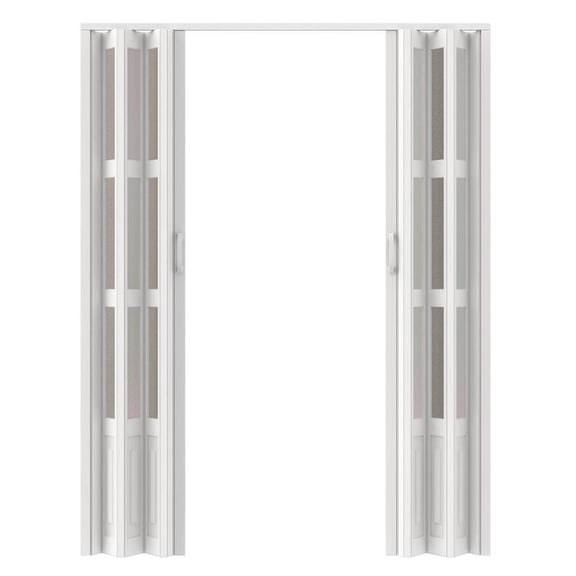 Korogimeeet Folding Door 60x80 Inch, Accordion Door with PVC & Acrylic Frosted Glass, Magnetic Suction, Smooth Sliding, No Floor Track, for Room Partition Closet, 60 x 80 x 0.5 Inch