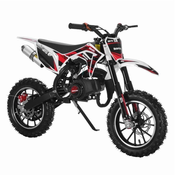 Korogimeeet Gas Powered Black Mini Dirt Bike 49cc 2-Stroke, Upgraded Exhaust Pipe Inward Design, Waterproof Start, 10 Inch Off-Road Tires, 40KM/H, 150kg, 47 x 28 Inch